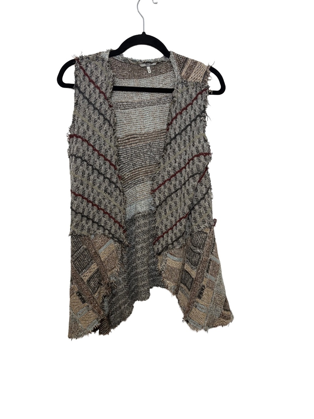 Vintage Y2K Textured Open-Front Knit Vest in Neutral Mix from BKE